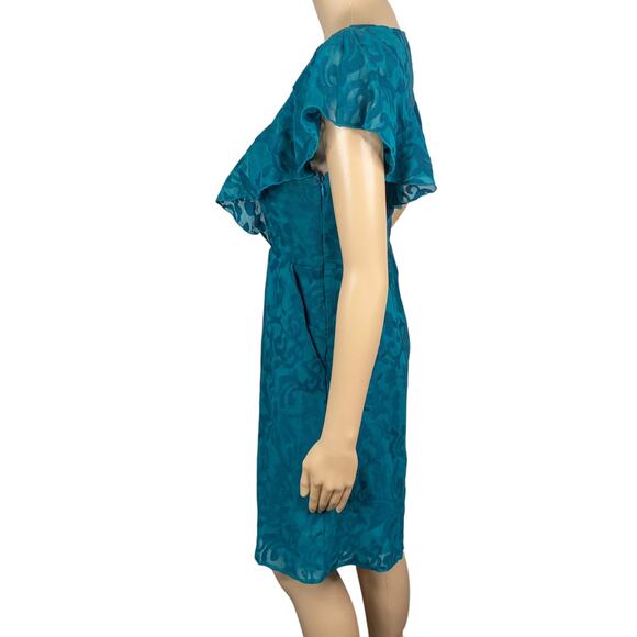 Anthropologie Moulinette Soeurs Teal Green Embroidered Flutter Dress SZ 2 - Picture 7 of 9